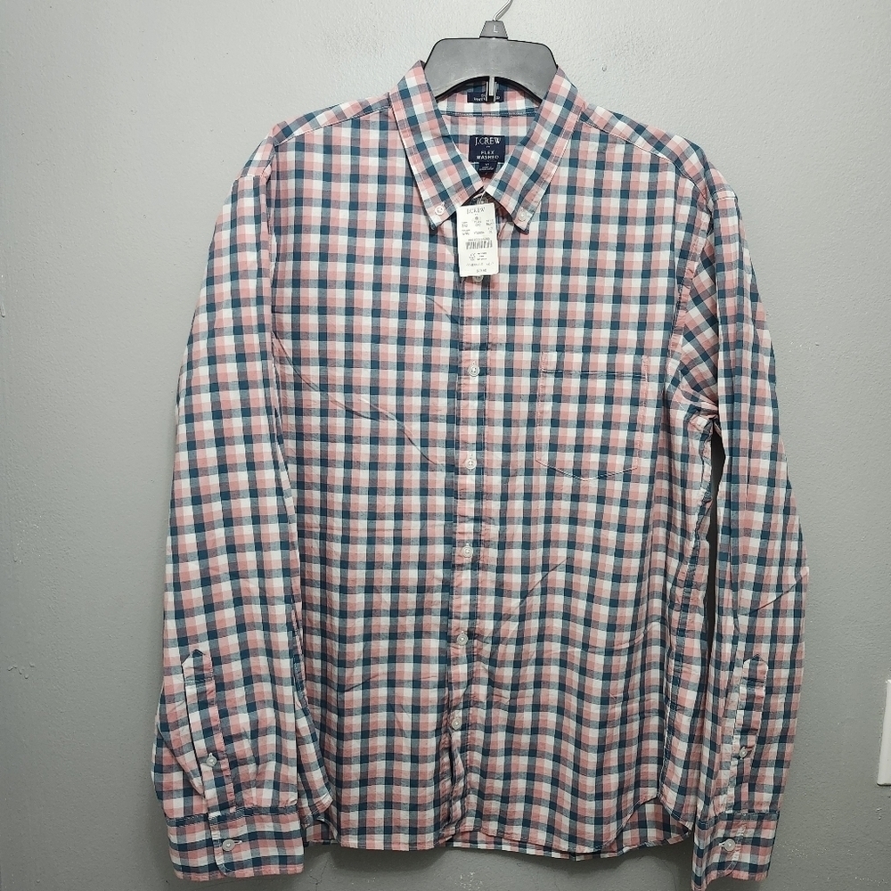 J.crew factory men's button-down shirt size XL slim untucked flex washed